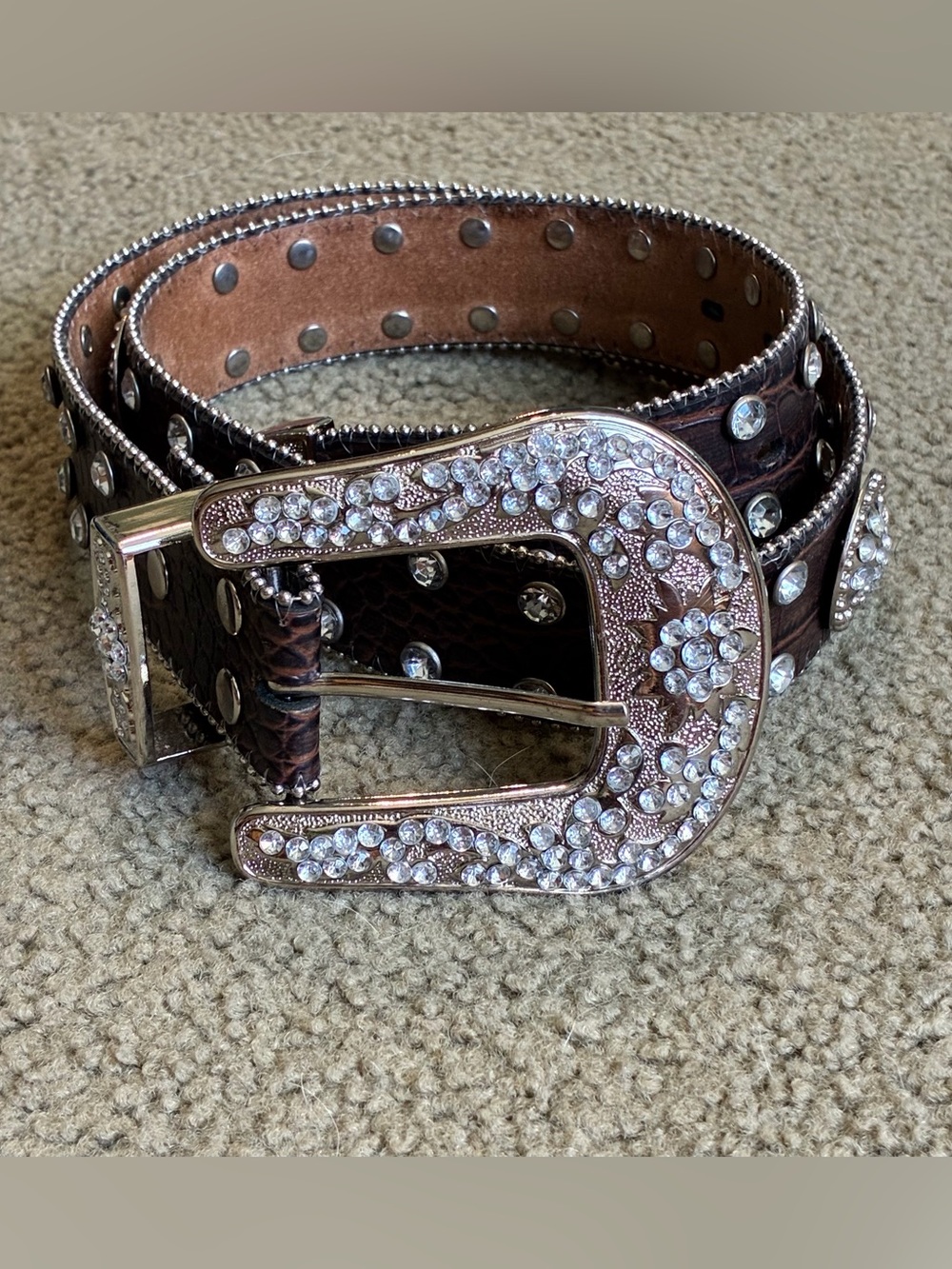 Ladies Rhinestone Belt Western Cowgirl Rodeo Studded Bling Buckle Horse Show